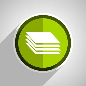 Layers icon, green circle flat design internet button, web and mobile app ill Stock Illustration