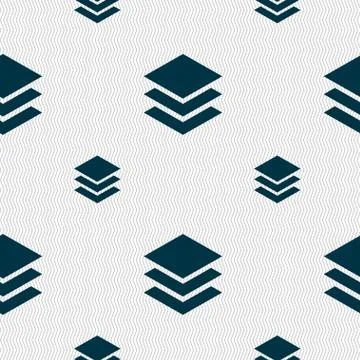 Layers icon sign. Seamless pattern with geometric texture. Vector 스톡 일러스트