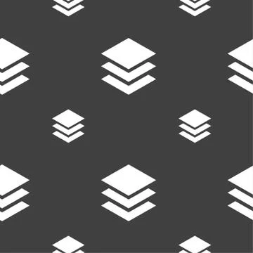 Layers icon sign. Seamless pattern on a gray background. Vector Illustrazione stock