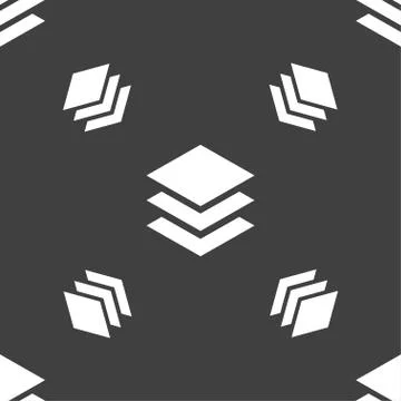 Layers icon sign. Seamless pattern on a gray background. Vector Stock Illustration