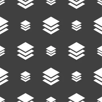 Layers icon sign. Seamless pattern on a gray background. Vector Stock Illustration