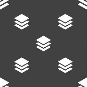 Layers icon sign. Seamless pattern on a gray background. Vector Illustrazione stock