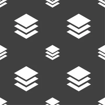 Layers icon sign. Seamless pattern on a gray background. Vector Stock Illustration