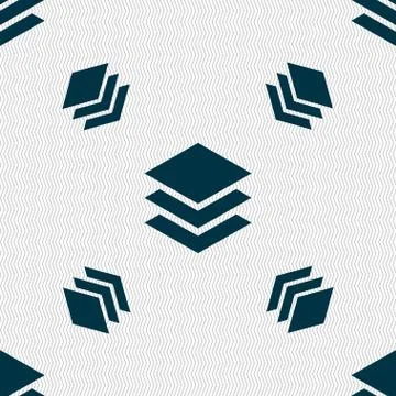 Layers icon sign. Seamless pattern with geometric texture. Stock Illustration