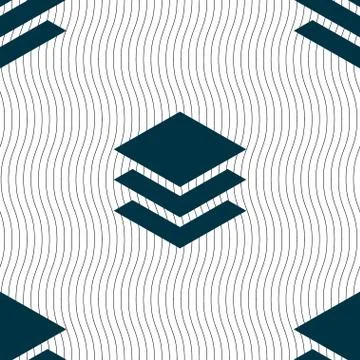 Layers icon sign. Seamless pattern with geometric texture. Stock Illustration