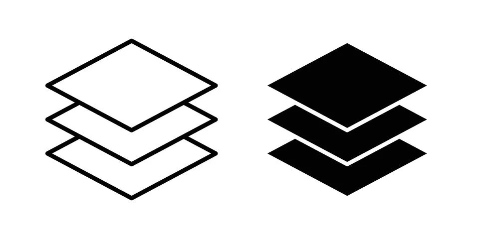 Layers icon symbol  illustration bundle in black colour イラスト素材