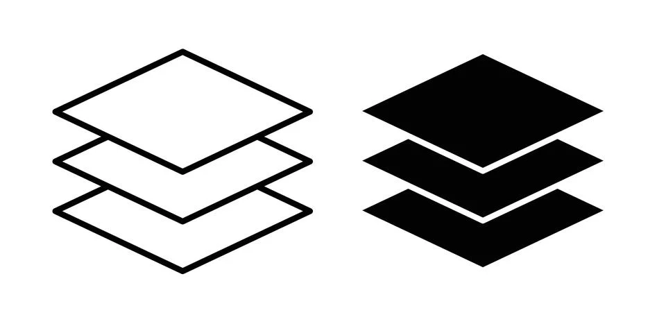 Layers icon thin line and clipart style vector set イラスト素材