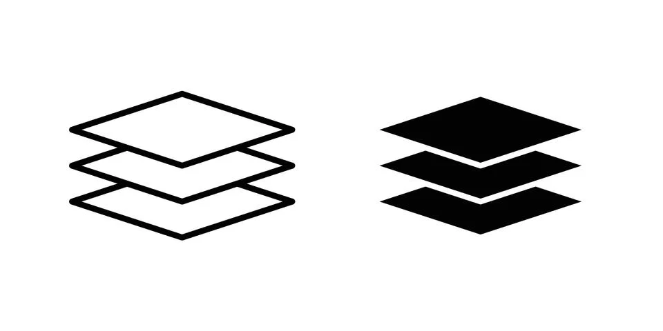 Layers icon vector concepts, line and silhouette style 库存插图