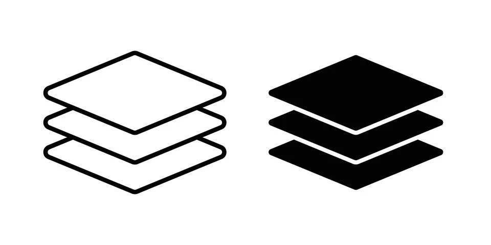 Layers icon vectors. Illustrations in black 库存插图