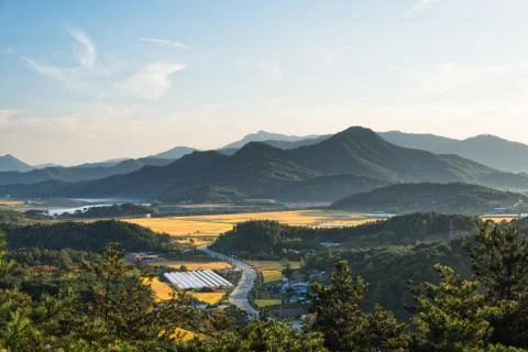 Layers of mountain in korea Stock Photos