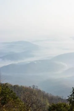 Layers of mountain with mist. Stock Photos