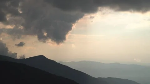 Layers of Mountains with Amazing Sunset Light 4K Stock Footage 64211744