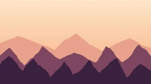 Layers of mountains creating abstract landscape at sunset Stock Illustration