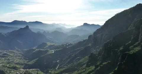 Layers of Mountains on Gran Canaria Stockbeeldmateriaal 235895656