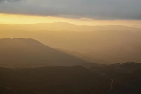 Layers of mountains landscape Stock Photos