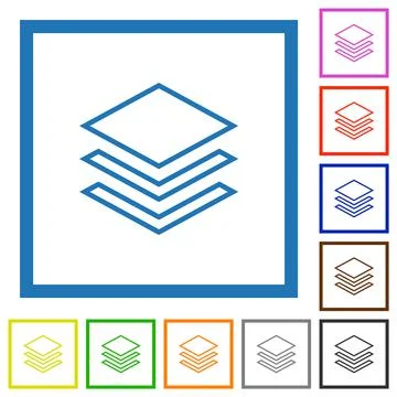 Layers outline flat framed icons イラスト素材