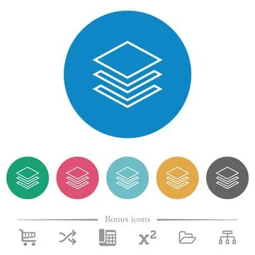Layers outline flat round icons 库存插图