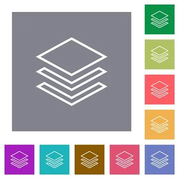 Layers outline square flat icons Stock Illustration