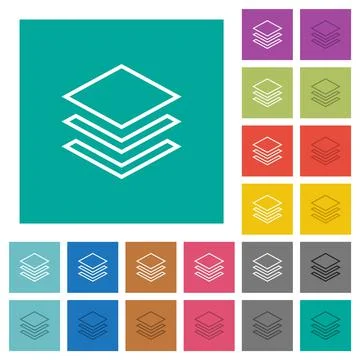 Layers outline square flat multi colored icons Stockillustratie