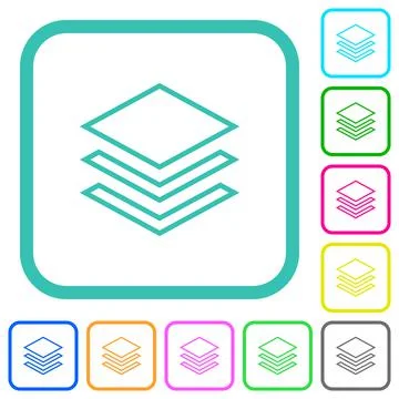 Layers outline vivid colored flat icons Stockillustratie