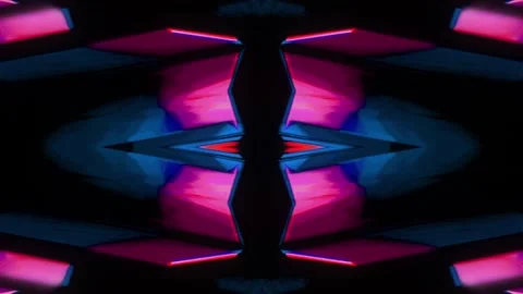 Layers pink blue neon light mirrored geometry Stock Footage 326686929