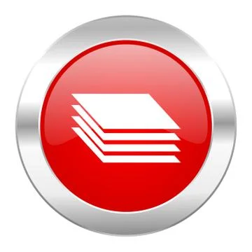 Layers red circle chrome web icon isolated. Stock Illustration