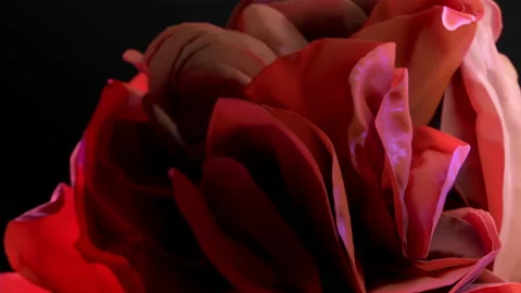 Layers of red fabric on a black background, photorealistic textile Stock Footage 224102479
