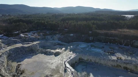 Layers of a rock quarry from above Stock Footage 269831214