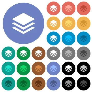 Layers round flat multi colored icons 库存插图