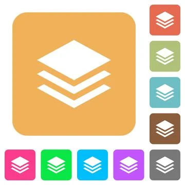 Layers rounded square flat icons Illustrazione stock