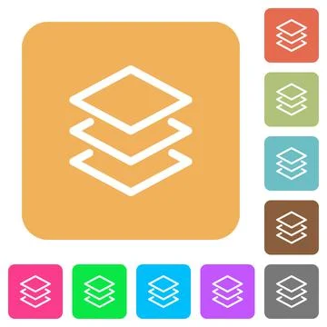 Layers rounded square flat icons 스톡 일러스트