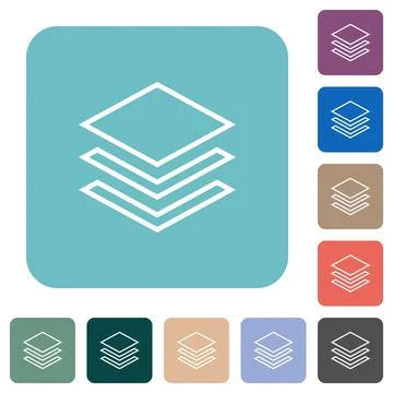 Layers rounded square flat icons 库存插图