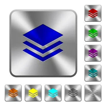 Layers rounded square steel buttons 스톡 일러스트