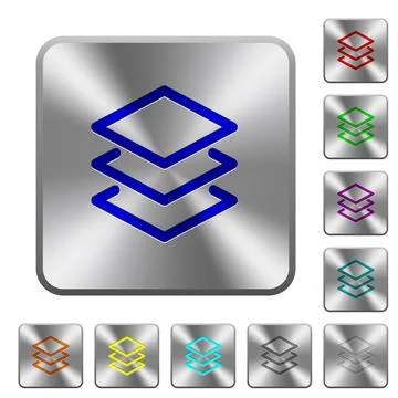 Layers rounded square steel buttons Stockillustratie
