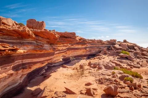 Layers of sediment rock in different tones at the Kalbarri National Park Foto stock