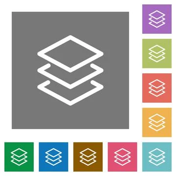 Layers square flat icons Stock Illustration