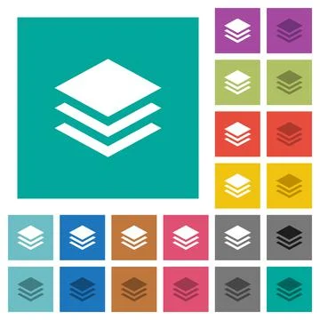 Layers square flat multi colored icons Illustrazione stock