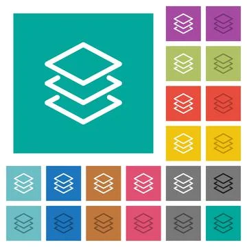 Layers square flat multi colored icons Illustrazione stock