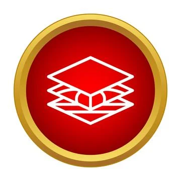 Layers stack icon in red golden circle Stock Illustration