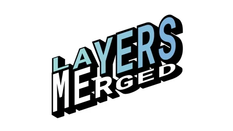 LAYERS vs MERGED, 3D Text Animation in Isometric View with Opposite Word Motion Stock Footage 314263616