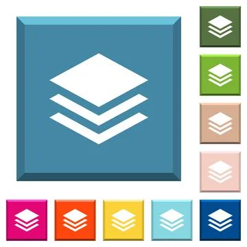 Layers white icons on edged square buttons イラスト素材