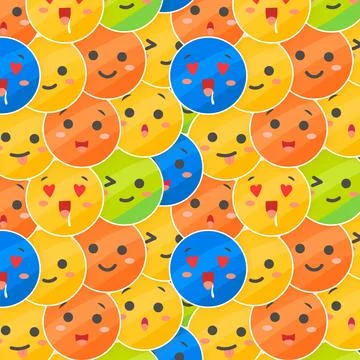 Layes of emoticons pattern template Stock Illustration