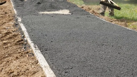 Laying of asphalt in the pedestrian zone. Stock Footage 76470760