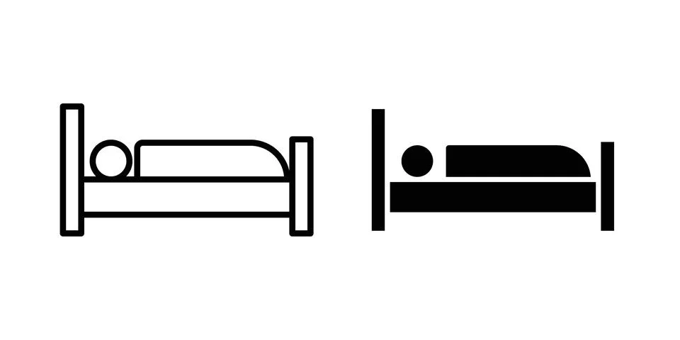 Laying in bed icon set, collection of vector icons Stock Illustration