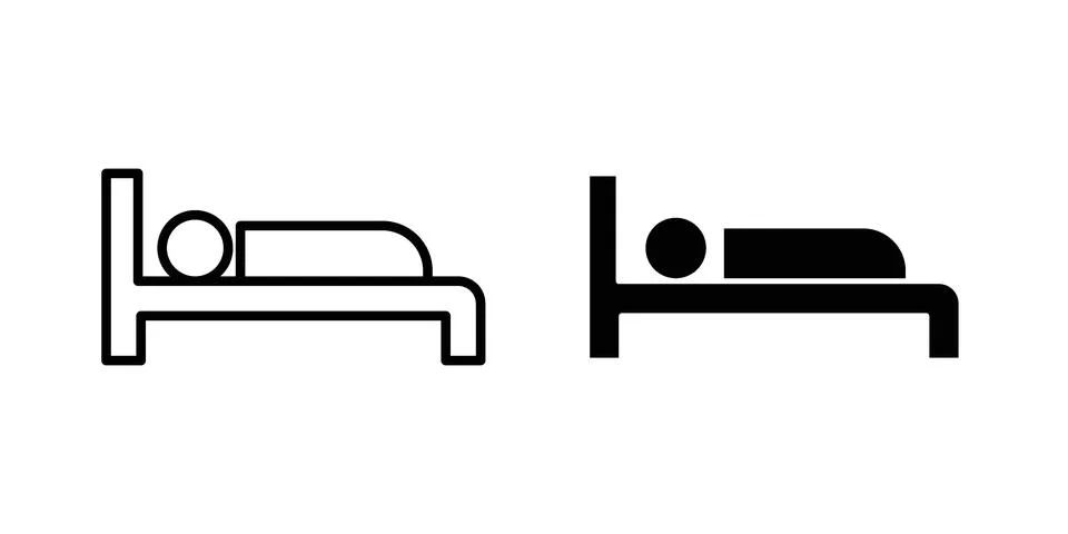 Laying in bed icon set. Vector EPS 10 Stock Illustration