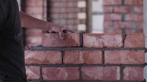 Laying bricks in the house Stock Footage 201382768