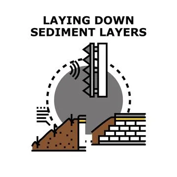 Laying down sediment layers geological process icon Stock Illustration