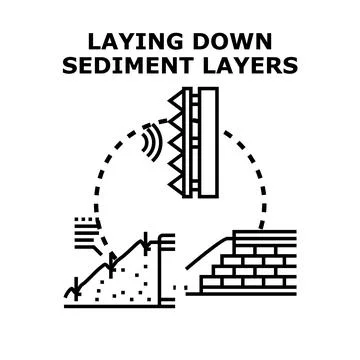 Laying down sediment layers geological process icon Stock Illustration