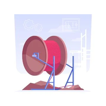 Laying electric cables isolated concept vector illustration. Stock Illustration
