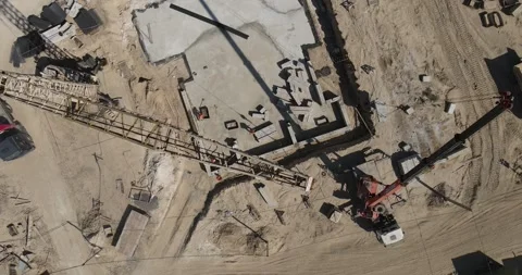 Laying the foundation on the construction site Stock Footage 244209380